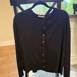 Madewell Black Ribbed Button-Down Shirt